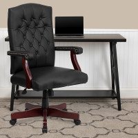 Flash Furniture Martha Washington Black Leather Executive Swivel Chair 801L-LF0005-BK-LEA-GG